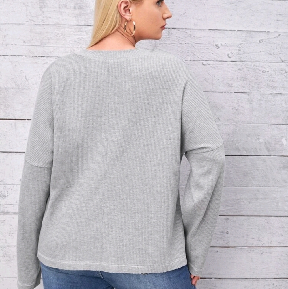 V-Neck Drop Shoulder Sweater - Picture 2 of 2